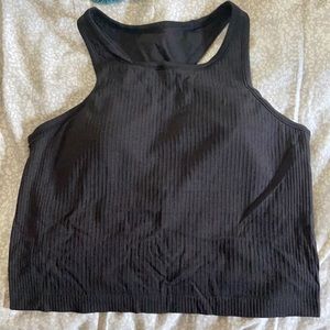 Lululemon ebb to street crop tank in black.